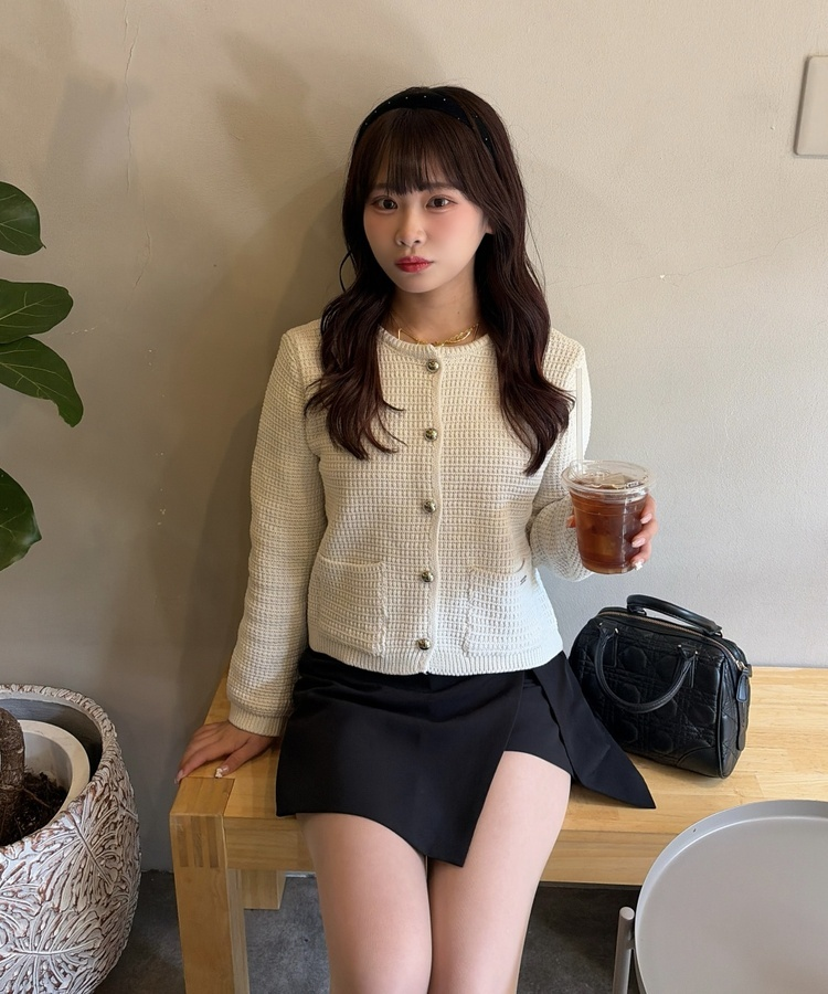 니트 트위드자켓 아이보리