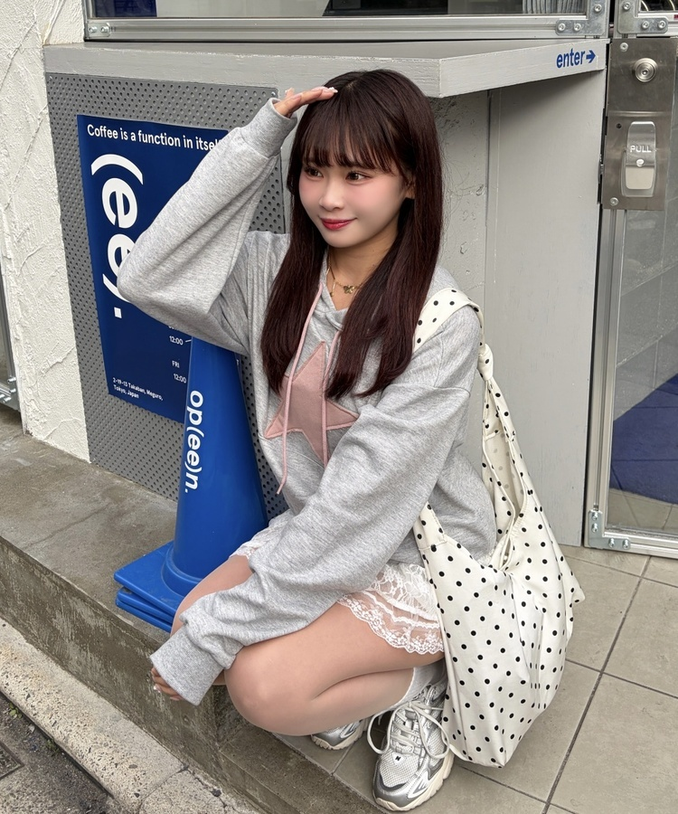 스타 후드 맨투맨 그레이