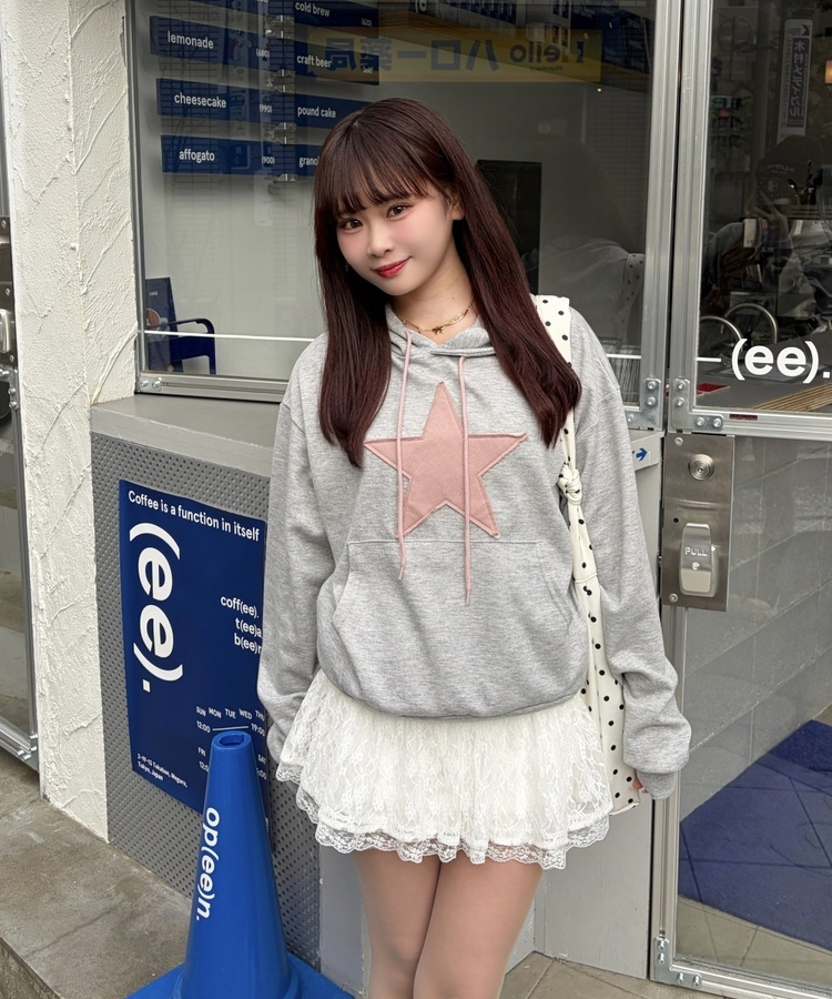 스타 후드 맨투맨 그레이