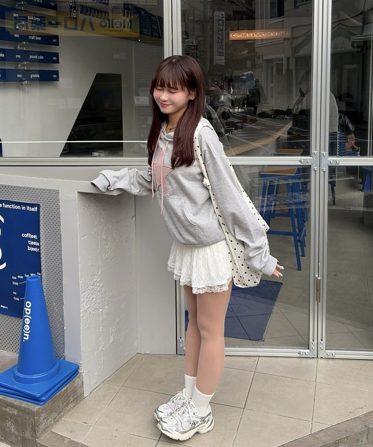 스타 후드 맨투맨 그레이