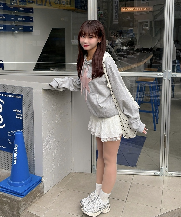 스타 후드 맨투맨 그레이