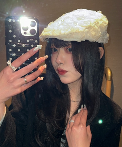 フラワーハンチングキャップ WHITE