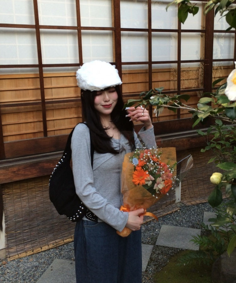 フラワーハンチングキャップ WHITE