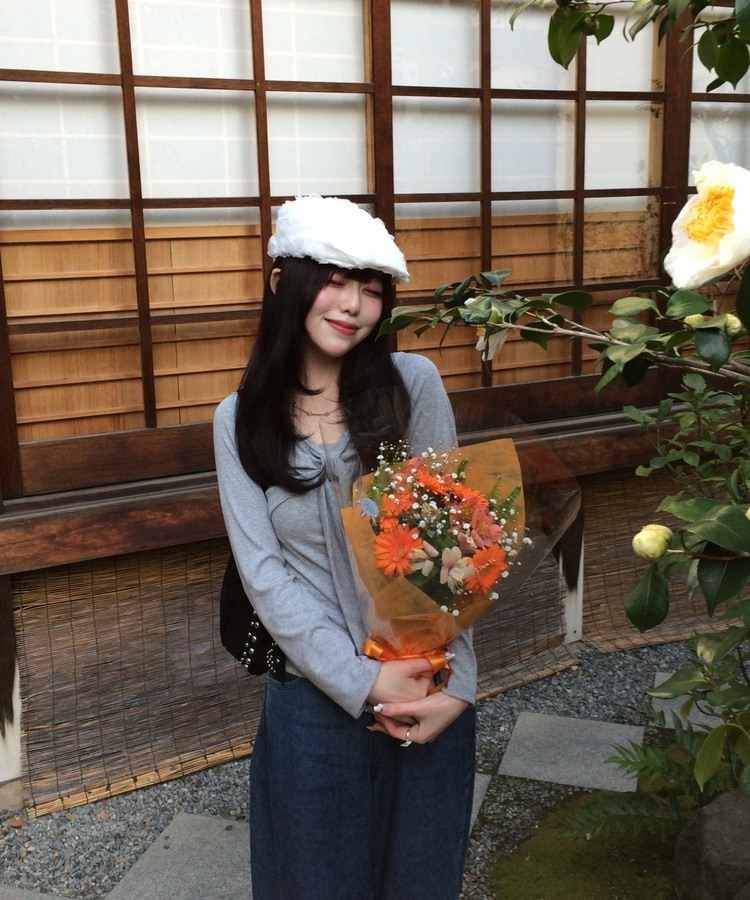 フラワーハンチングキャップ WHITE