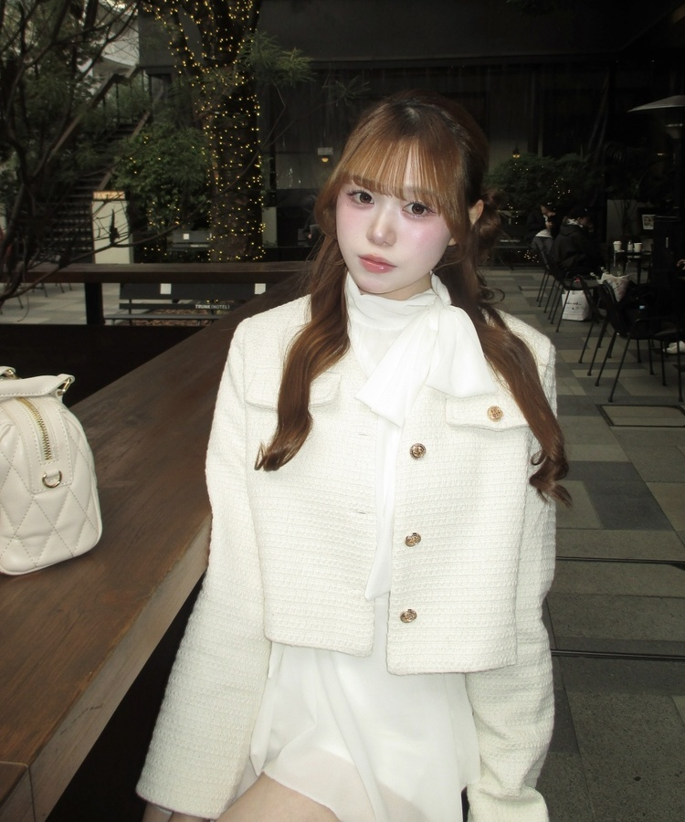 ツイードクロップドジャケット IVORY