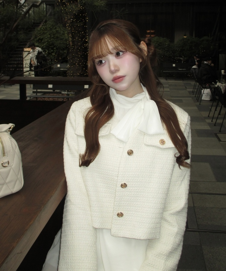 ツイードクロップドジャケット IVORY
