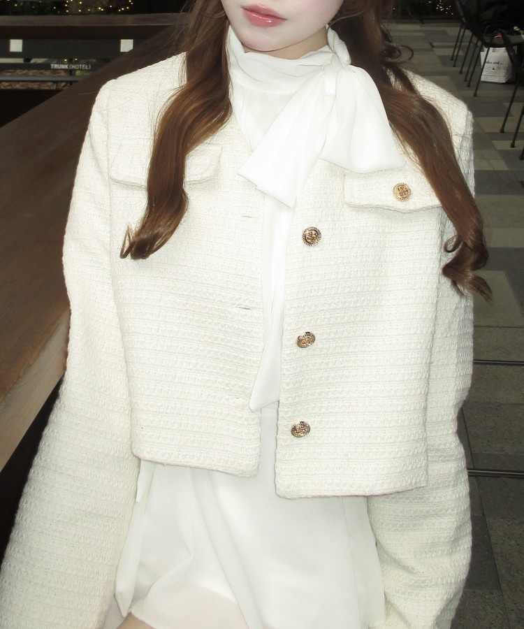 ツイードクロップドジャケット IVORY