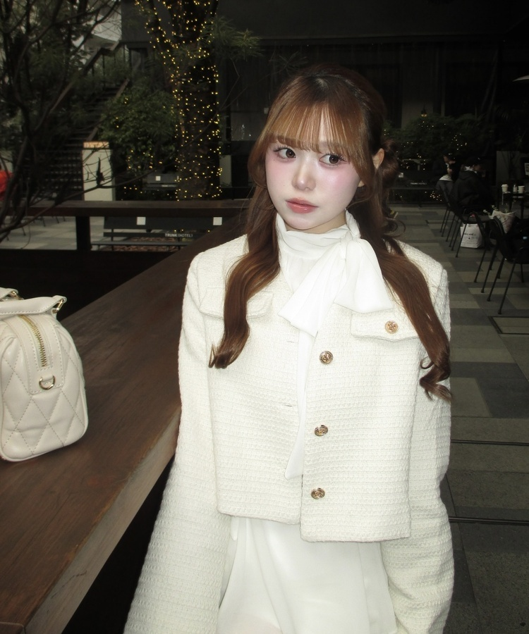 ツイードクロップドジャケット IVORY