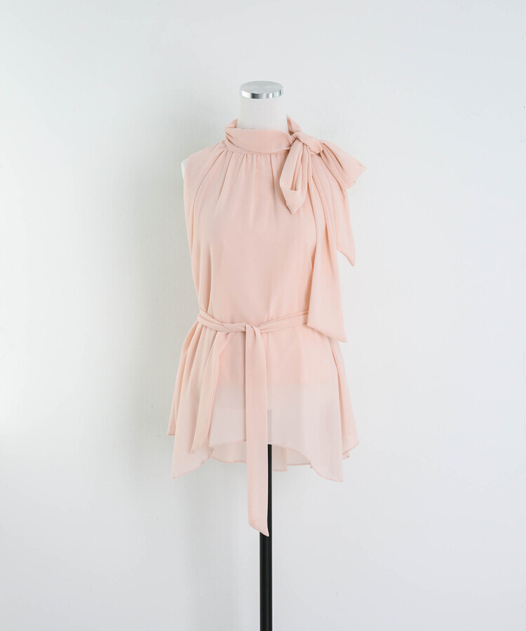 ハイネックドロストフレアブラウス