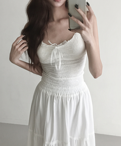 【カップ付き】レースキャミソール WHITE