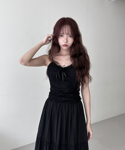 【カップ付き】レースキャミソール BLACK