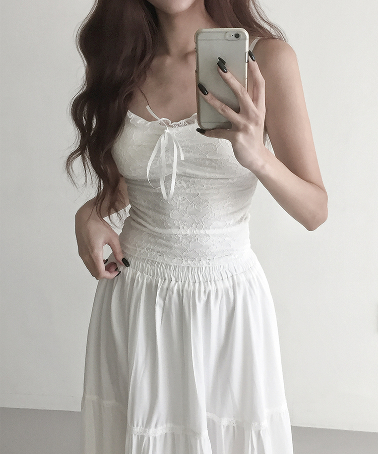 【カップ付き】レースキャミソール WHITE