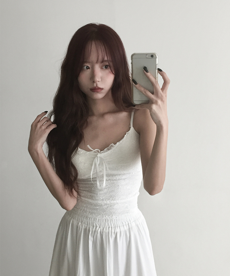 【カップ付き】レースキャミソール WHITE