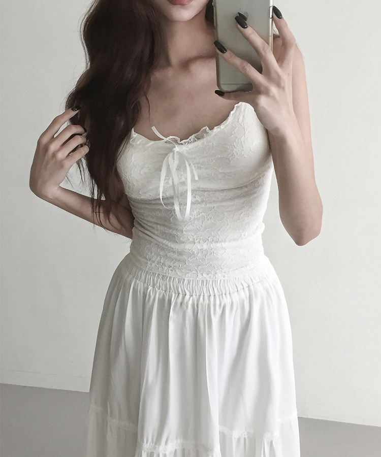 【カップ付き】レースキャミソール WHITE