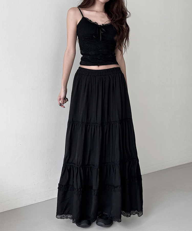 【カップ付き】レースキャミソール BLACK