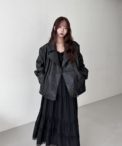 レザーオーバーライダージャケット BLACK