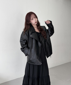 レザーオーバーライダージャケット BLACK
