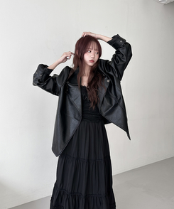 レザーオーバーライダージャケット BLACK