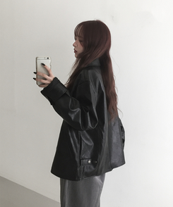 レザーオーバーライダージャケット BLACK