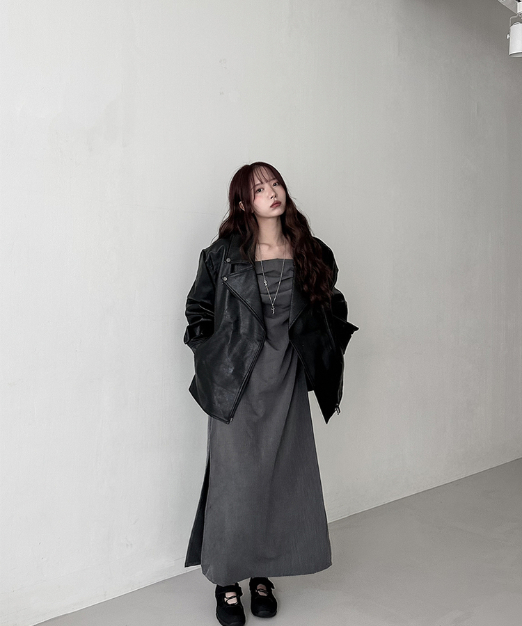 レザーオーバーライダージャケット BLACK