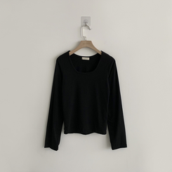 Uネックベーシック長袖Tシャツ