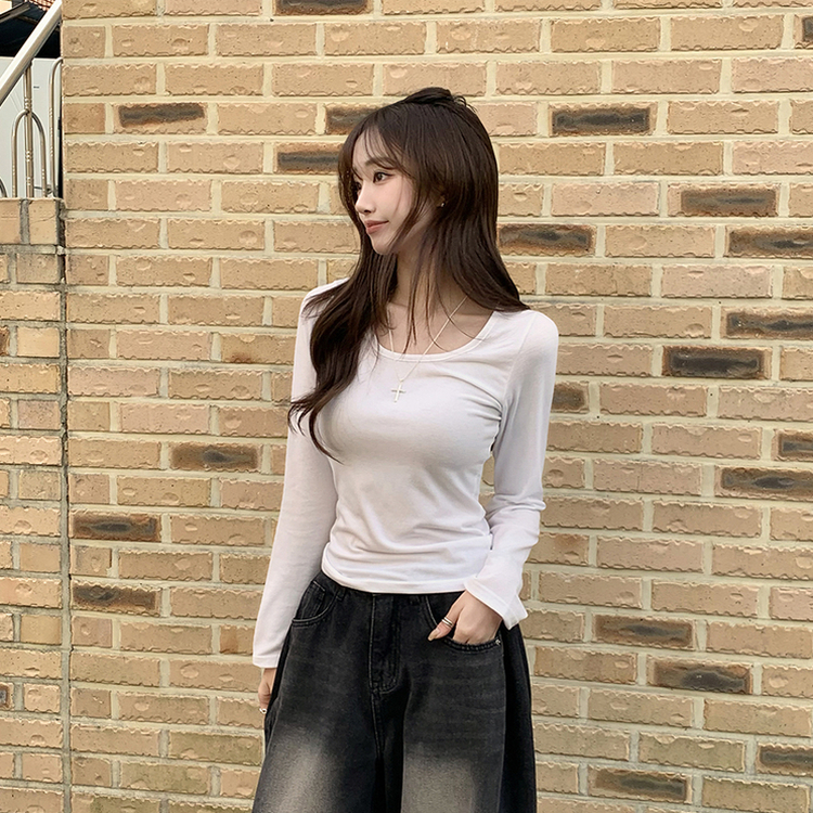 Uネックベーシック長袖Tシャツ IVORY