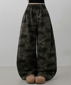 カモパターンスリットワイドバンドパンツ KHAKI