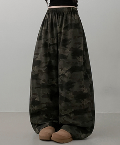 カモパターンスリットワイドバンドパンツ KHAKI