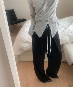 バンディングストリングニットパンツ BLACK