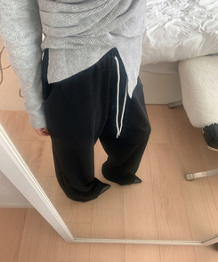 バンディングストリングニットパンツ BLACK