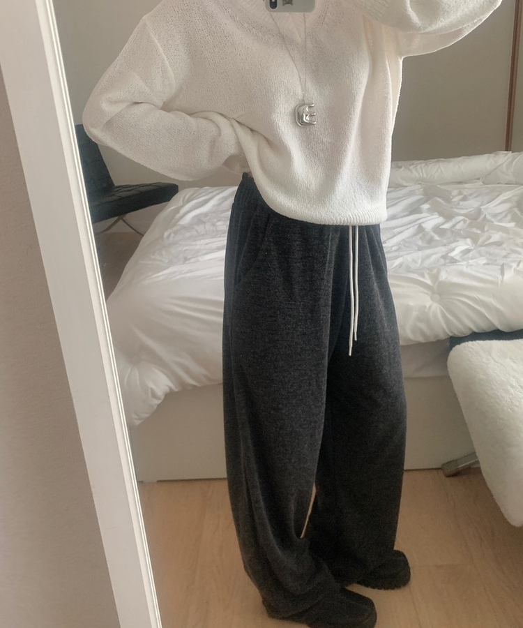 バンディングストリングニットパンツ CHARCOAL