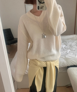 Vネックルーズニット(6color) BEIGE