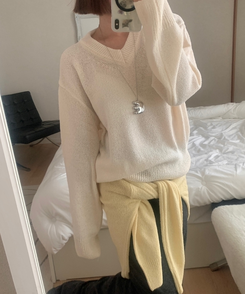 Vネックルーズニット(6color) BEIGE