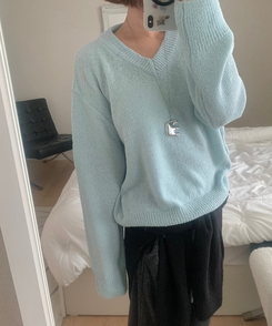 Vネックルーズニット(6color) SKY BLUE