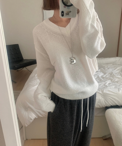 Vネックルーズニット(6color) IVORY