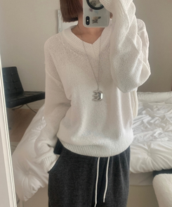 Vネックルーズニット(6color) IVORY