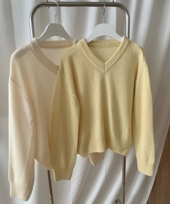 Vネックルーズニット(6color)