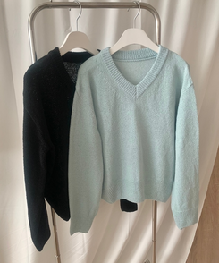 Vネックルーズニット(6color)