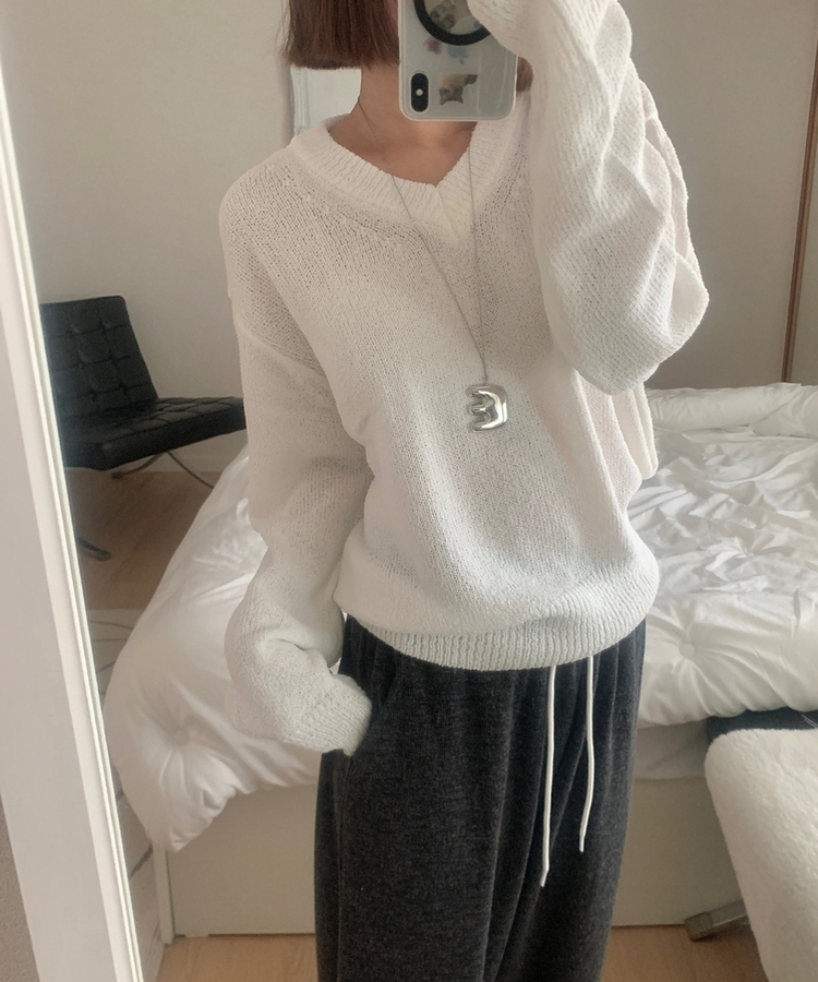 Vネックルーズニット(6color) IVORY