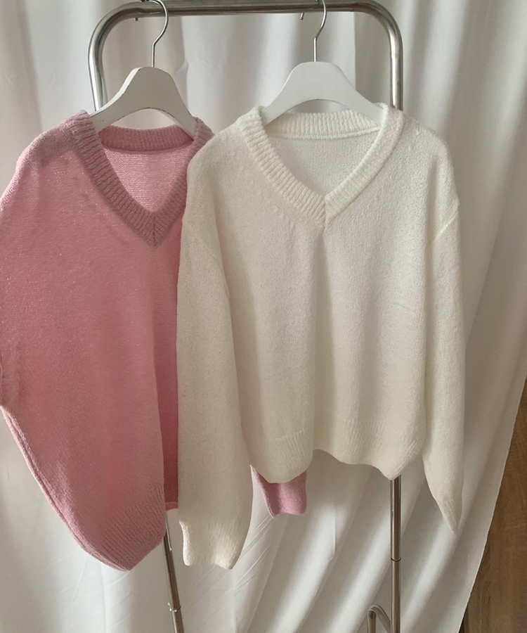 Vネックルーズニット(6color)