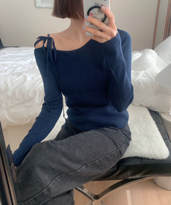 ワンオフリボンニット(6color) NAVY