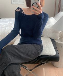 ワンオフリボンニット(6color) NAVY