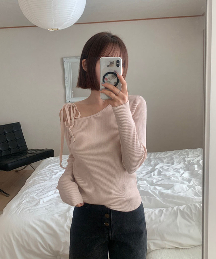 ワンオフリボンニット(6color) PINK