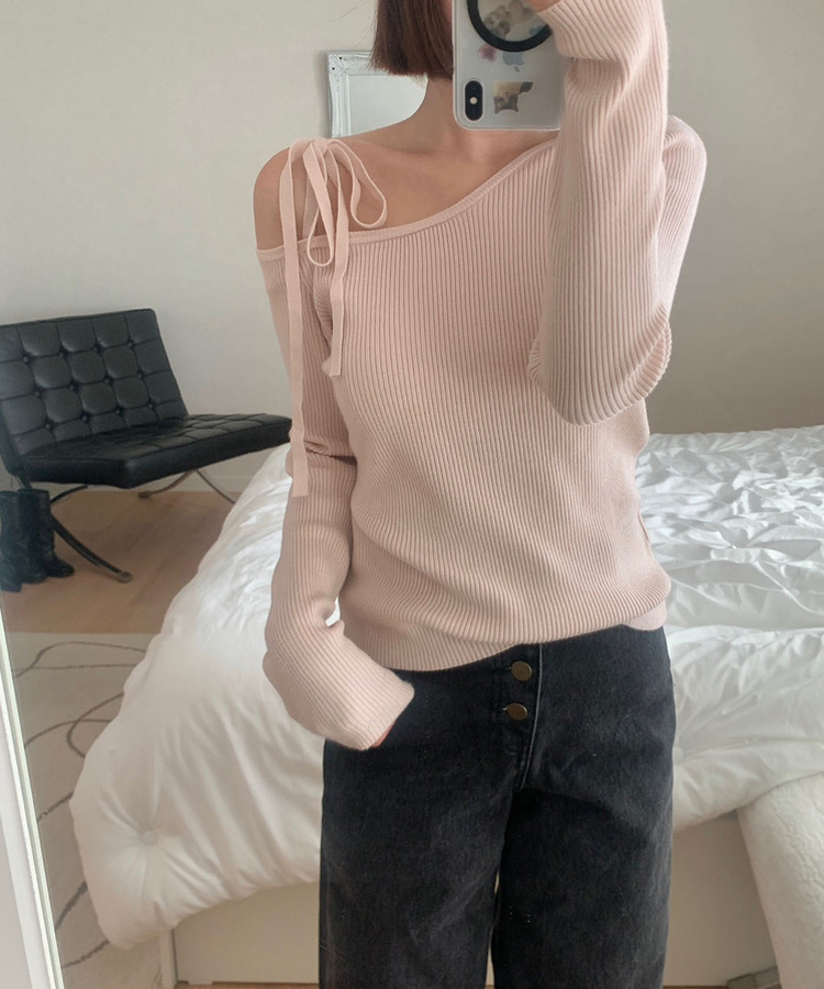 ワンオフリボンニット(6color) PINK