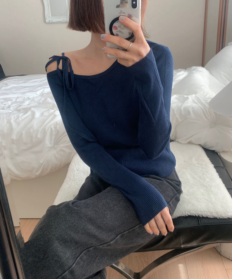 ワンオフリボンニット(6color) NAVY