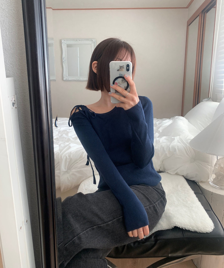 ワンオフリボンニット(6color) NAVY