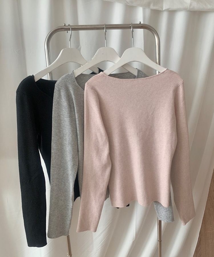 ミニボタンオープンVネックリカーディガン(5color)