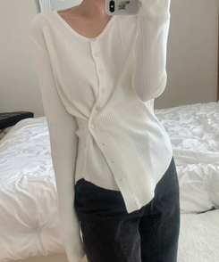 サイドボタンラップボタンカーディガン IVORY