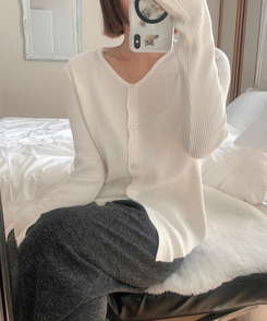 サイドボタンラップボタンカーディガン IVORY