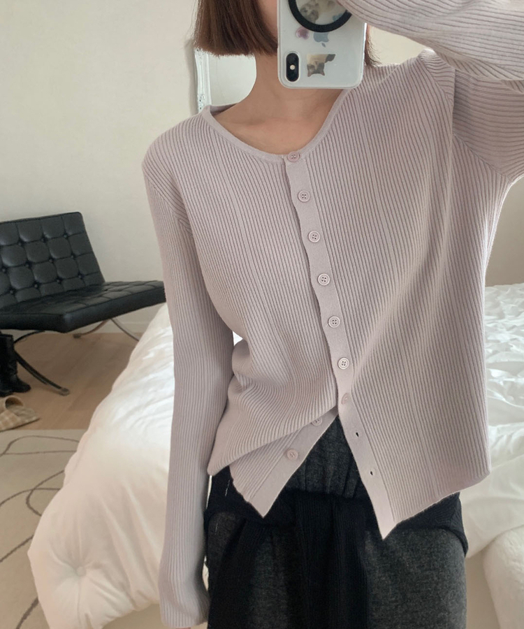 サイドボタンラップボタンカーディガン PURPLE